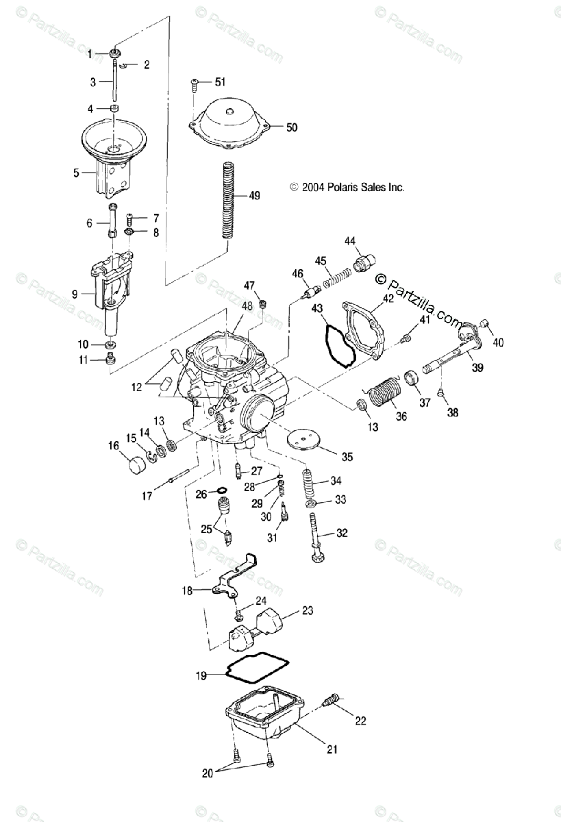 Polaris ATV 2004 OEM Parts Diagram for Carburetor ... polaris ranger 700 carberator diagram 