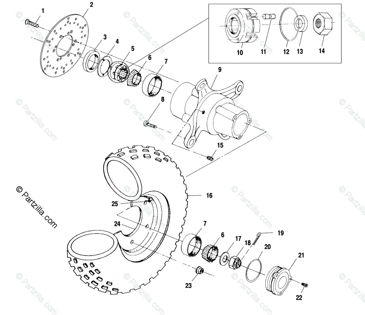 Polaris ATV 2001 OEM Parts Diagram for FRONT WHEEL | Partzilla.com