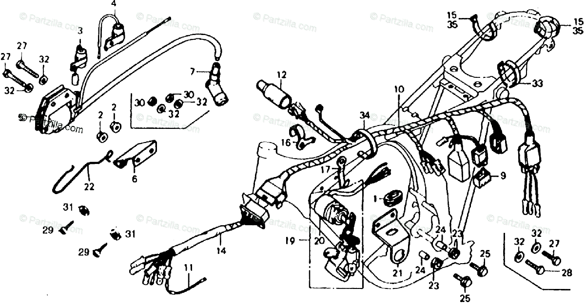 Honda Motorcycle 1977 Oem Parts Diagram For Wire Harness