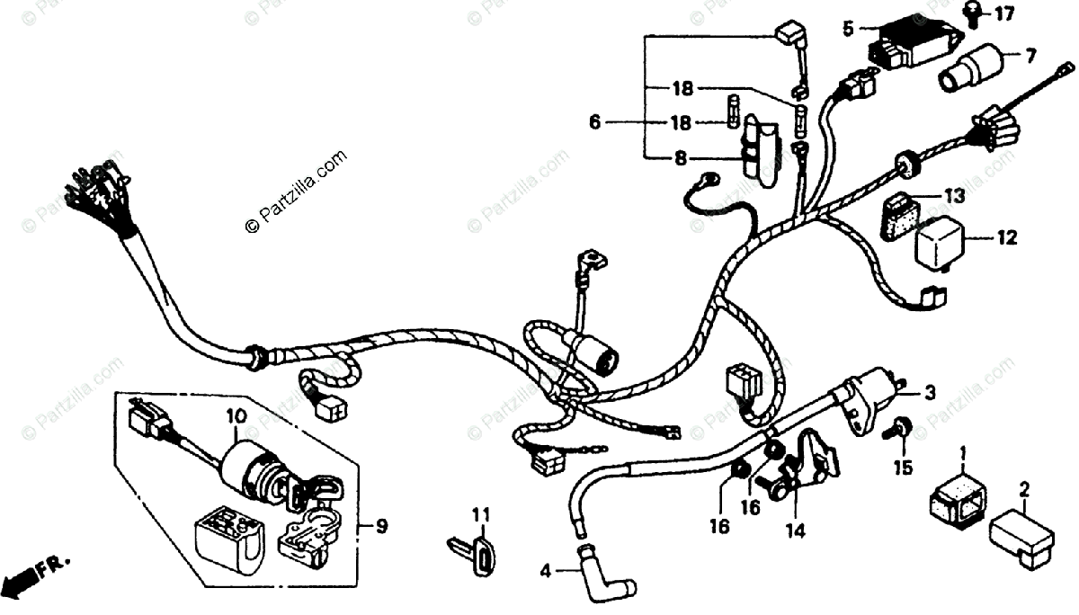 Honda Motorcycle 1993 Oem Parts Diagram For Wire Harness