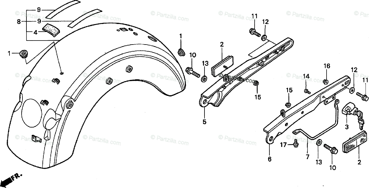 Honda Motorcycle 1998 Oem Parts Diagram For Rear Fender