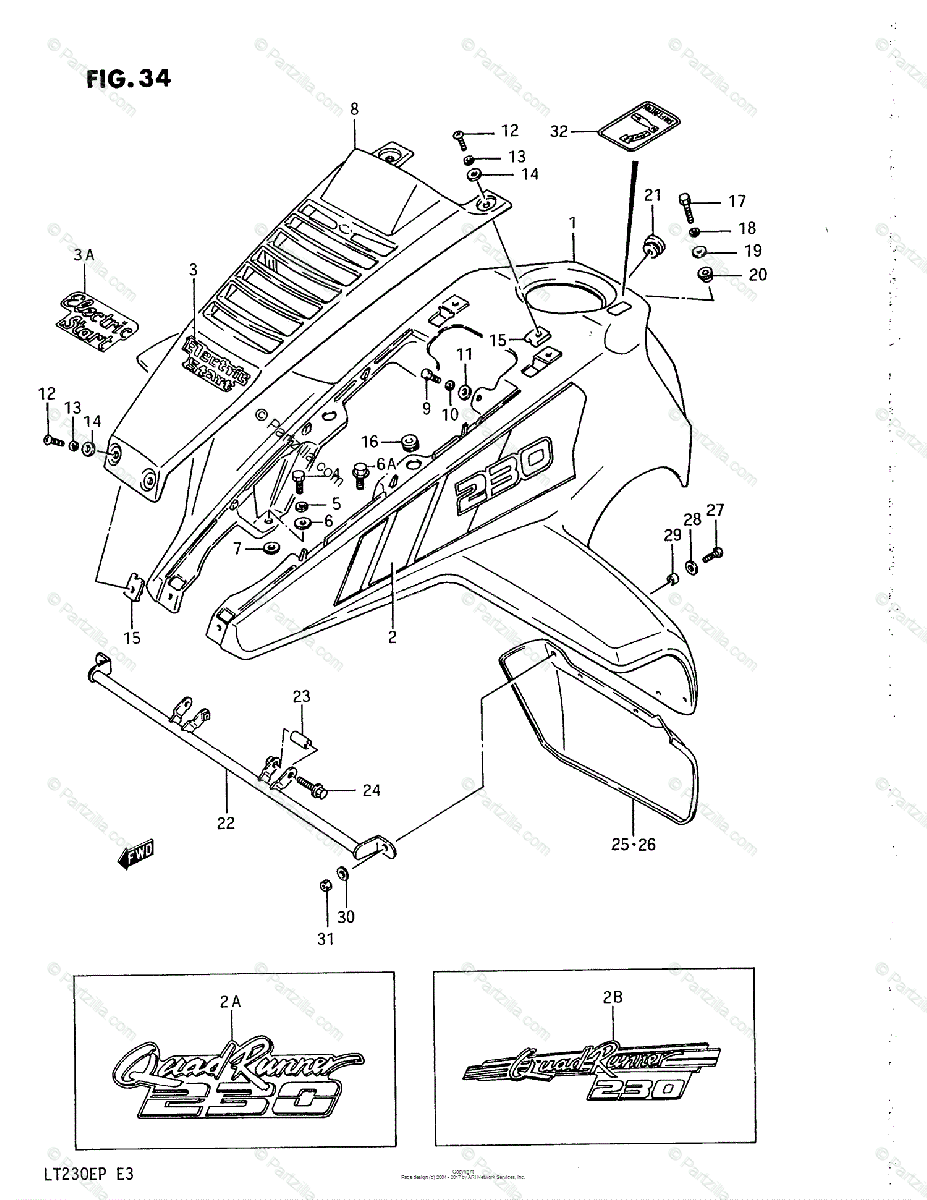 Suzuki Atv 1987 Oem Parts Diagram For Front Fender  Model