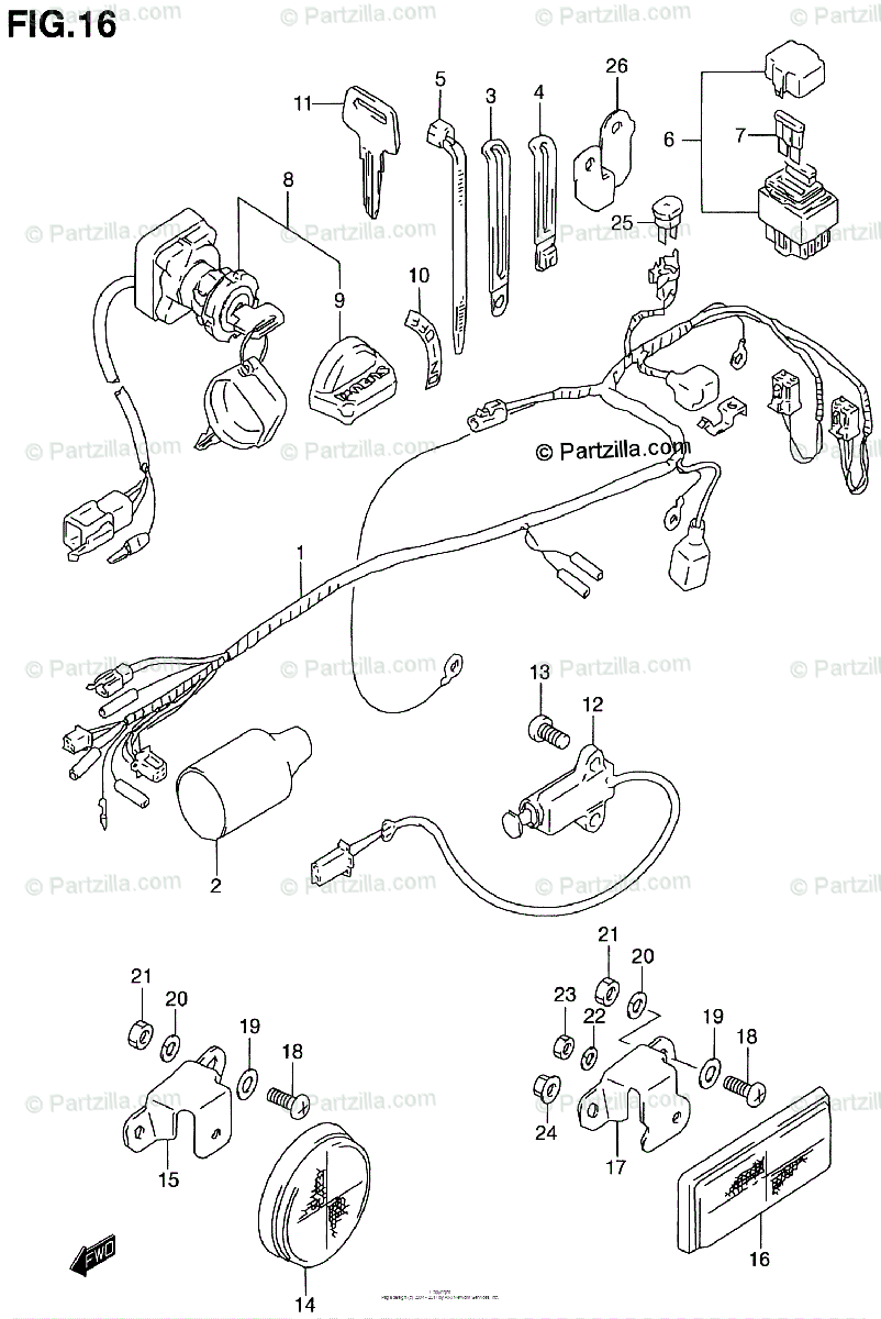 Suzuki ATV 2001 OEM Parts Diagram for Wiring Harness ... suzuki atv wiring schematics 