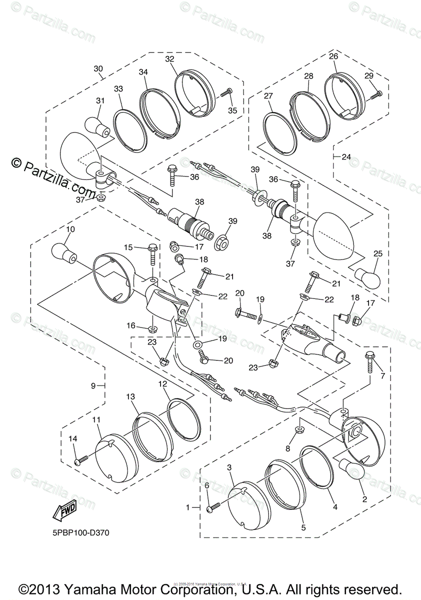 Yamaha Motorcycle 2007 OEM Parts Diagram for Flasher Light | Partzilla.com