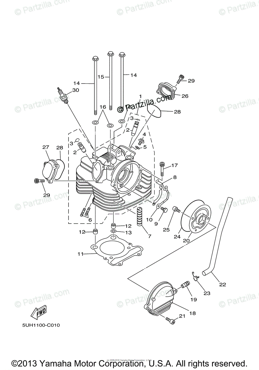 Yamaha Atv 2004 Oem Parts Diagram For Cylinder Head