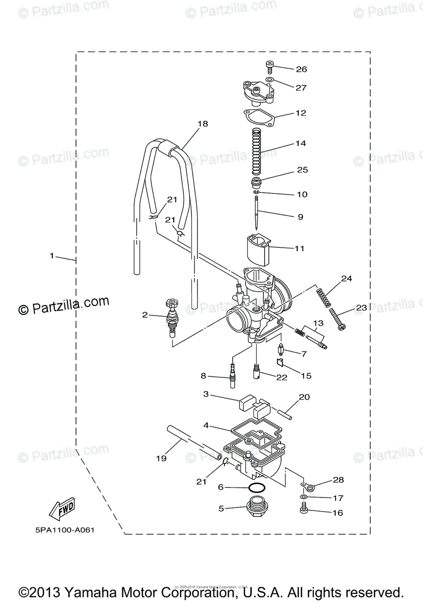 Yamaha Motorcycle 2003 OEM Parts Diagram for Carburetor ... ski doo parts diagram 