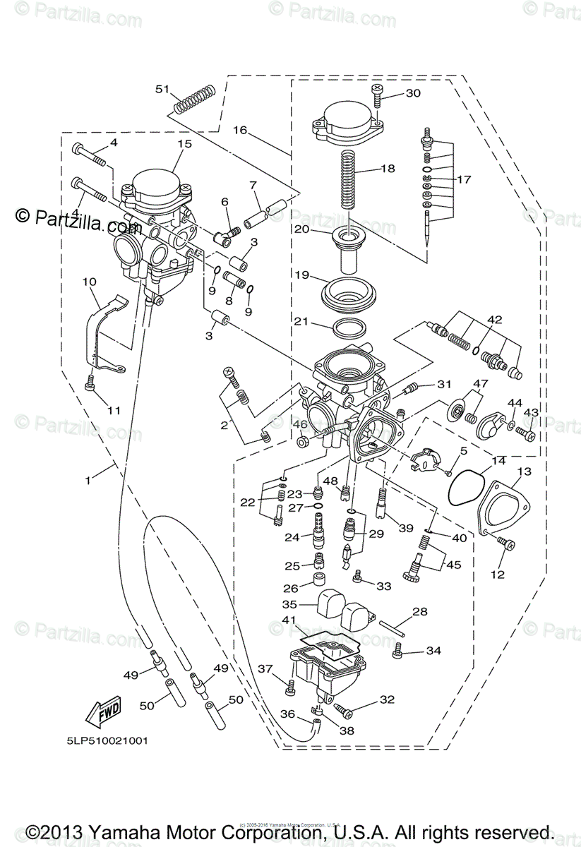 Yamaha ATV 2003 OEM Parts Diagram for Carburetor | Partzilla.com