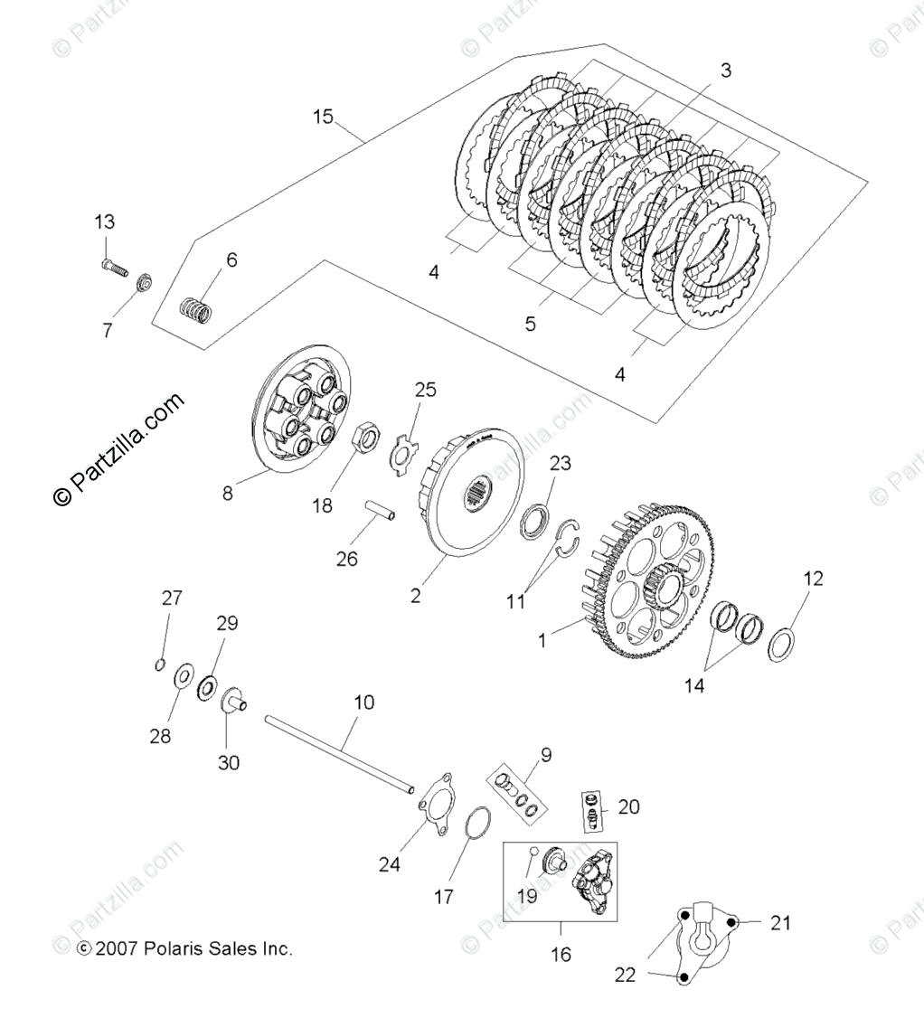 Polaris Atv 2008 Oem Parts Diagram For Engine  Clutch