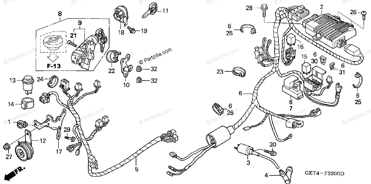 Honda Scooter 2003 Oem Parts Diagram For Wire Harness