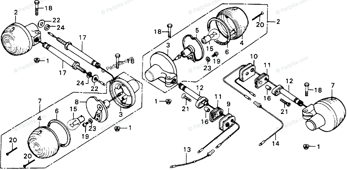 Honda Motorcycle 1977 Oem Parts Diagram For Turn Signal