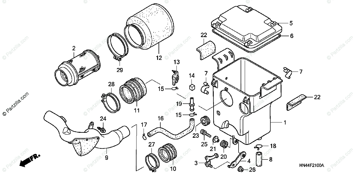 Honda Atv 2001 Oem Parts Diagram For Air Cleaner
