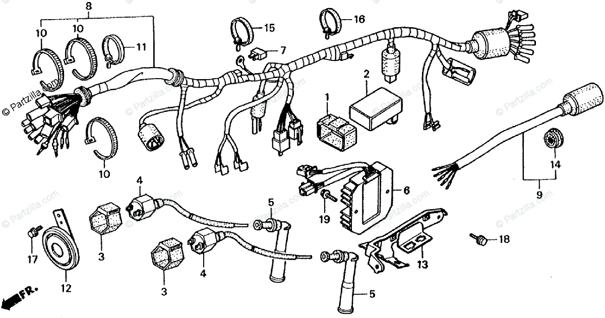 Honda Motorcycle 1985 OEM Parts Diagram for Wire Harness | Partzilla.com