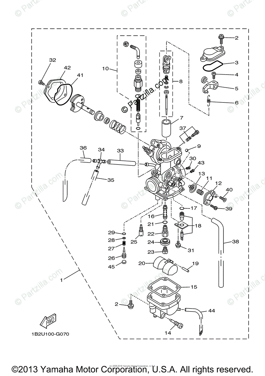 Yamaha Motorcycle 2008 OEM Parts Diagram for Carburetor | Partzilla.com
