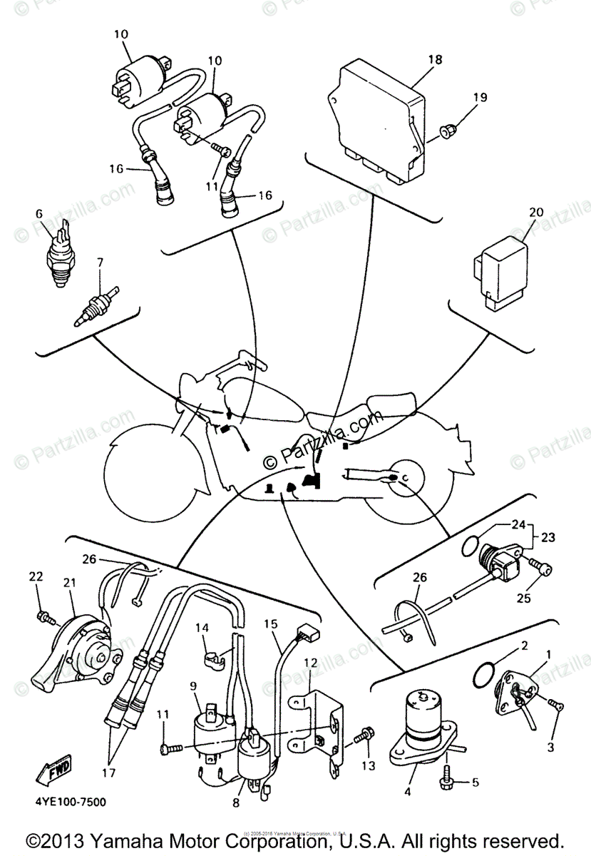 Yamaha Motorcycle 1997 OEM Parts Diagram for Electrical - 2 | Partzilla.com