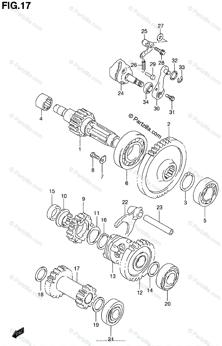 Suzuki ATV 2000 OEM Parts Diagram for TRANSMISSION (2) | Partzilla.com