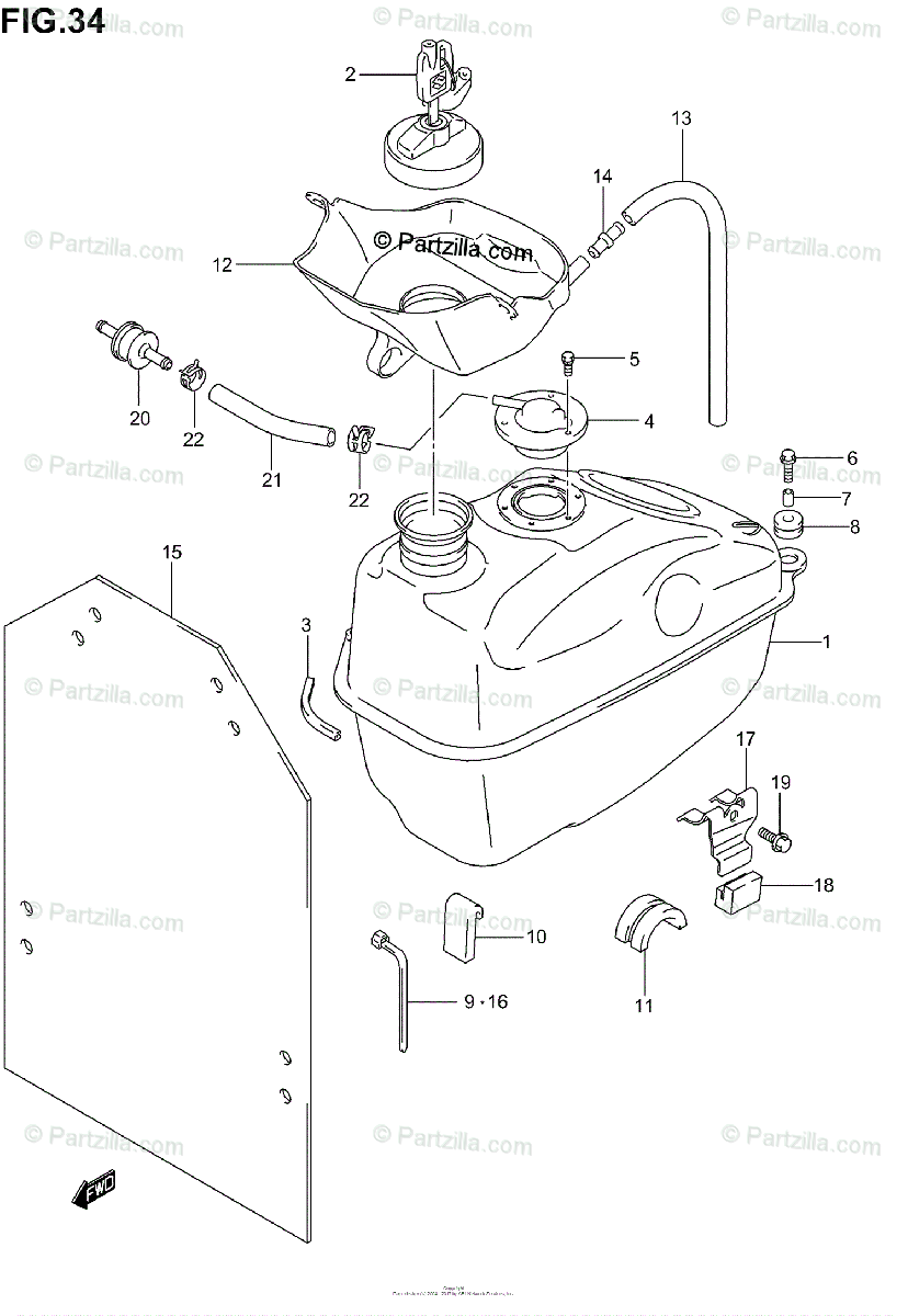 Suzuki Scooters 2003 Oem Parts Diagram For Fuel Tank