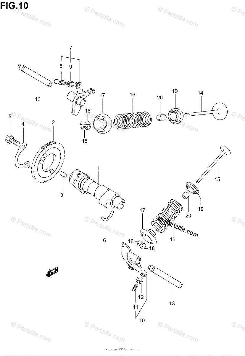 Suzuki Scooters 2003 Oem Parts Diagram For Cam Shaft  Valve