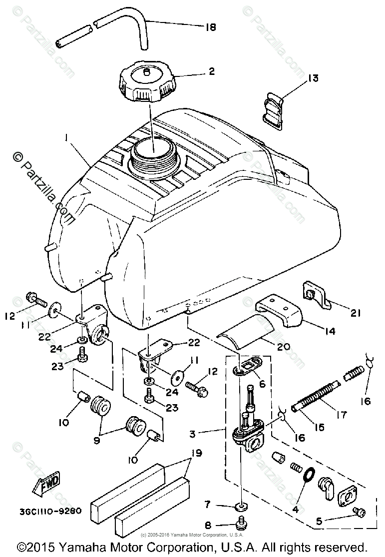 Yamaha Atv 1989 Oem Parts Diagram For Fuel Tank