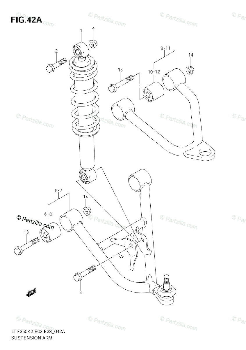 Suzuki Atv 2005 Oem Parts Diagram For Suspension Arm