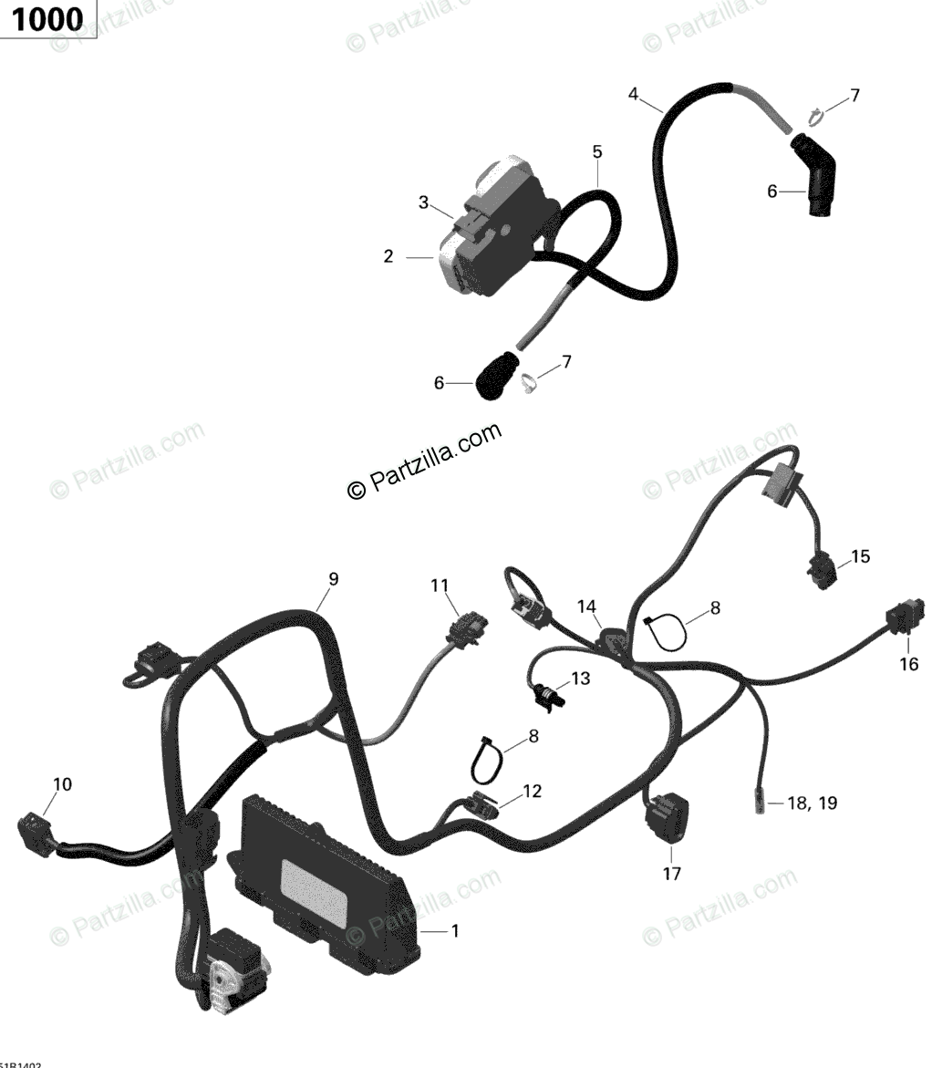 Can-Am Side by Side 2014 OEM Parts Diagram for Engine Harness And