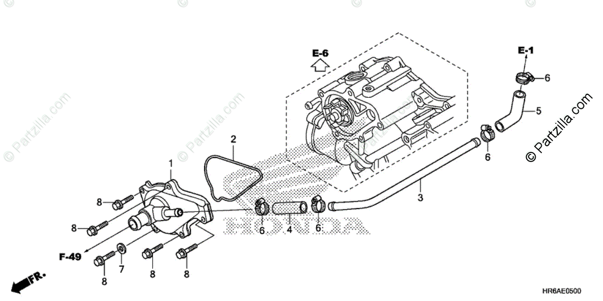 Honda ATV 2019 OEM Parts Diagram for Water Pump Cover ...