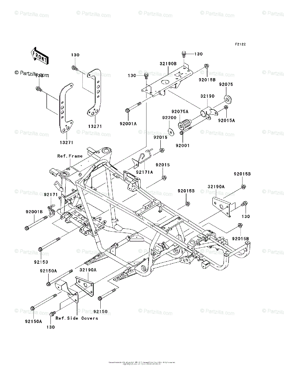 Kawasaki ATV 2003 OEM Parts Diagram for Engine Mount | Partzilla.com