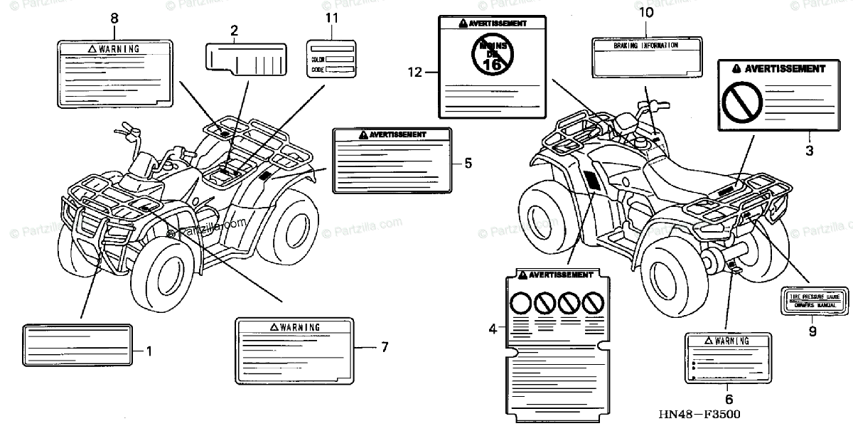 Honda ATV 2004 OEM Parts Diagram for Labels | Partzilla.com