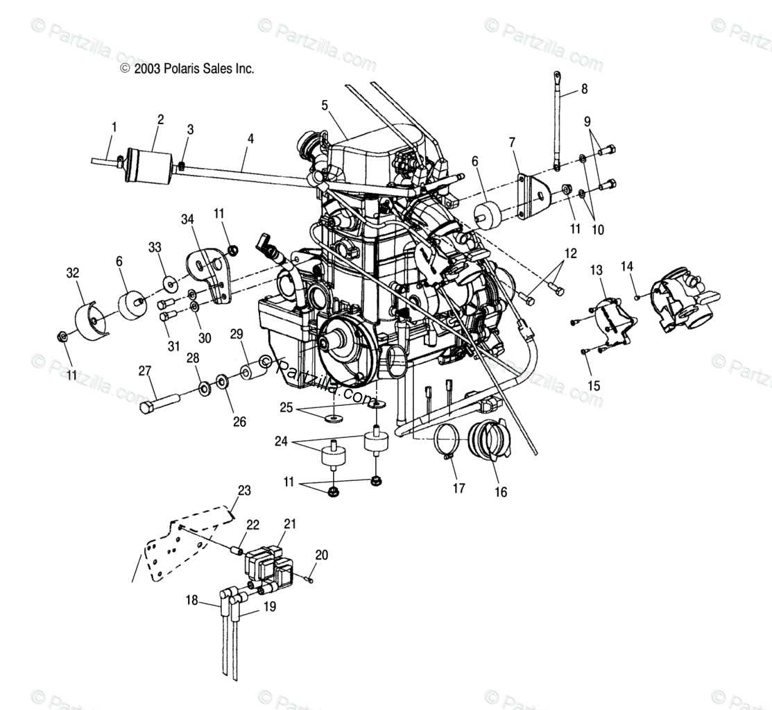 Polaris Atv 2004 Oem Parts Diagram For Engine Mounting