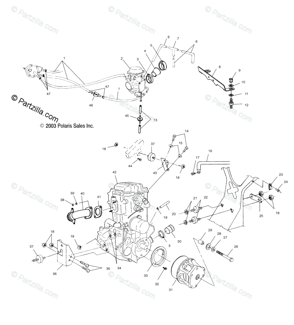 Polaris ATV 2004 OEM Parts Diagram for Engine Mounting | Partzilla.com