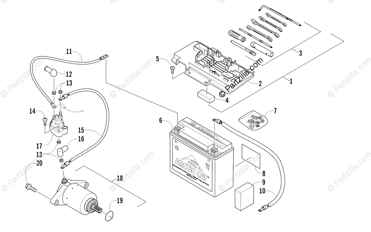  Arctic  Cat  ATV  2012 OEM Parts Diagram for Battery  And 