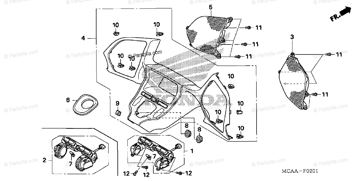 Honda Motorcycle 2008 OEM Parts Diagram for Meter Panel (GL1800 '06