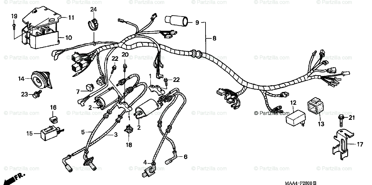 Honda Motorcycle 1998 Oem Parts Diagram For Wire Harness