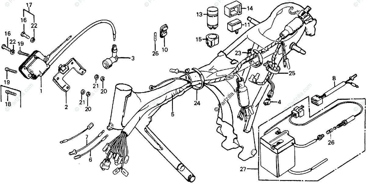 Honda Motorcycle 1978 Oem Parts Diagram For Wire Harness