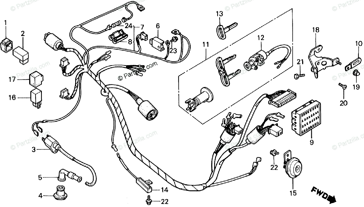 Honda Scooter 1987 Oem Parts Diagram For Wire Harness
