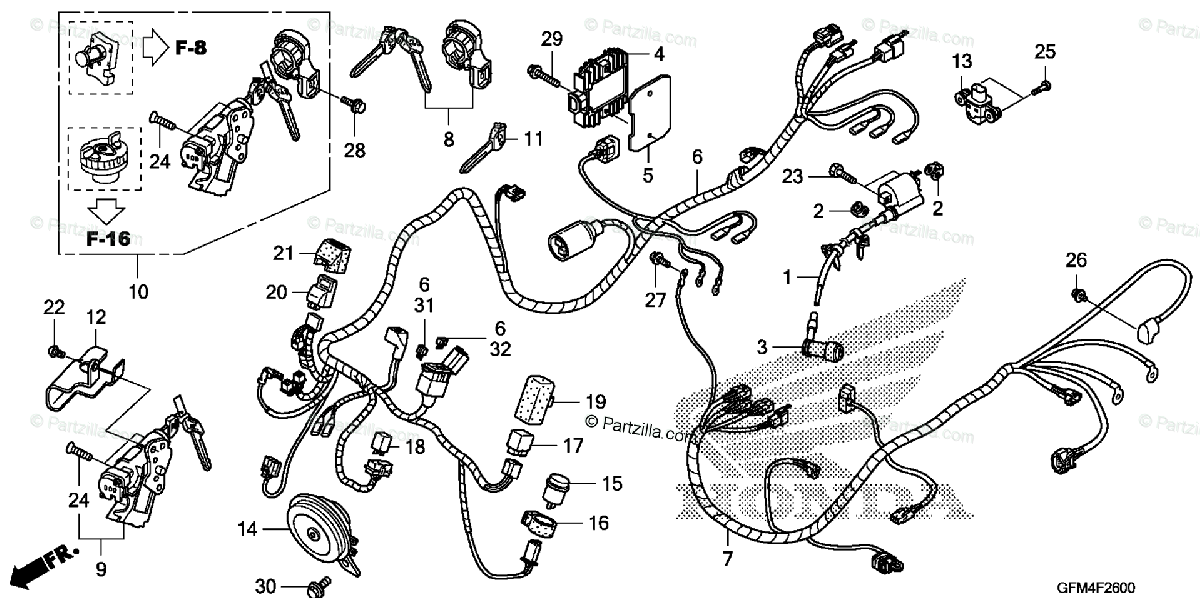 Honda Scooter 2010 Oem Parts Diagram For Wire Harness