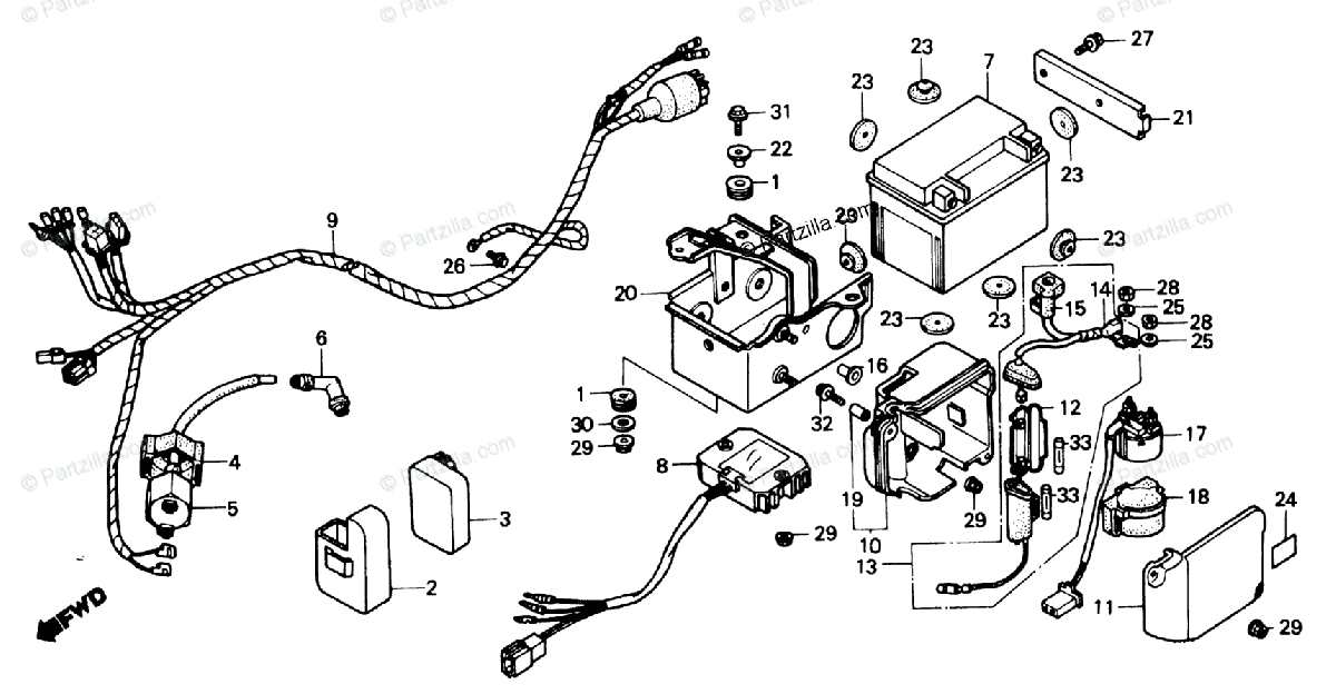 Honda Atv 1987 Oem Parts Diagram For Wire Harness