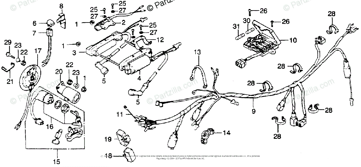 Honda Motorcycle Models with no year OEM Parts Diagram for CB360T WIRE