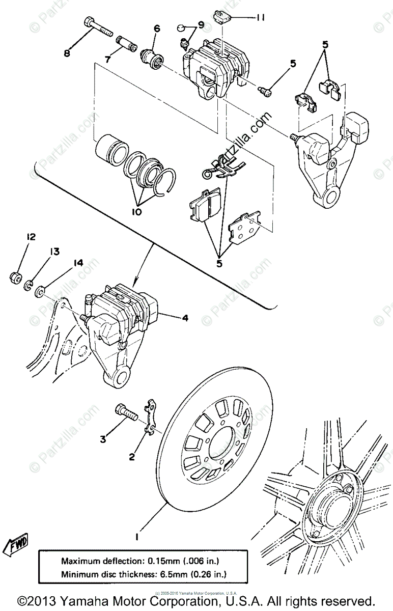 Yamaha Motorcycle 1978 Oem Parts Diagram For Rear Disc
