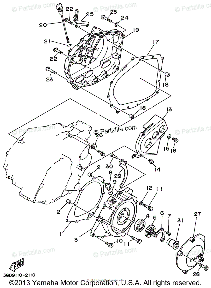 Yamaha Atv 2003 Oem Parts Diagram For Crankcase Cover  1