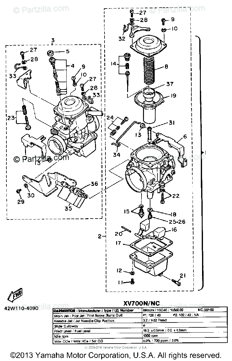 Yamaha Motorcycle 1985 Oem Parts Diagram For Carburetor