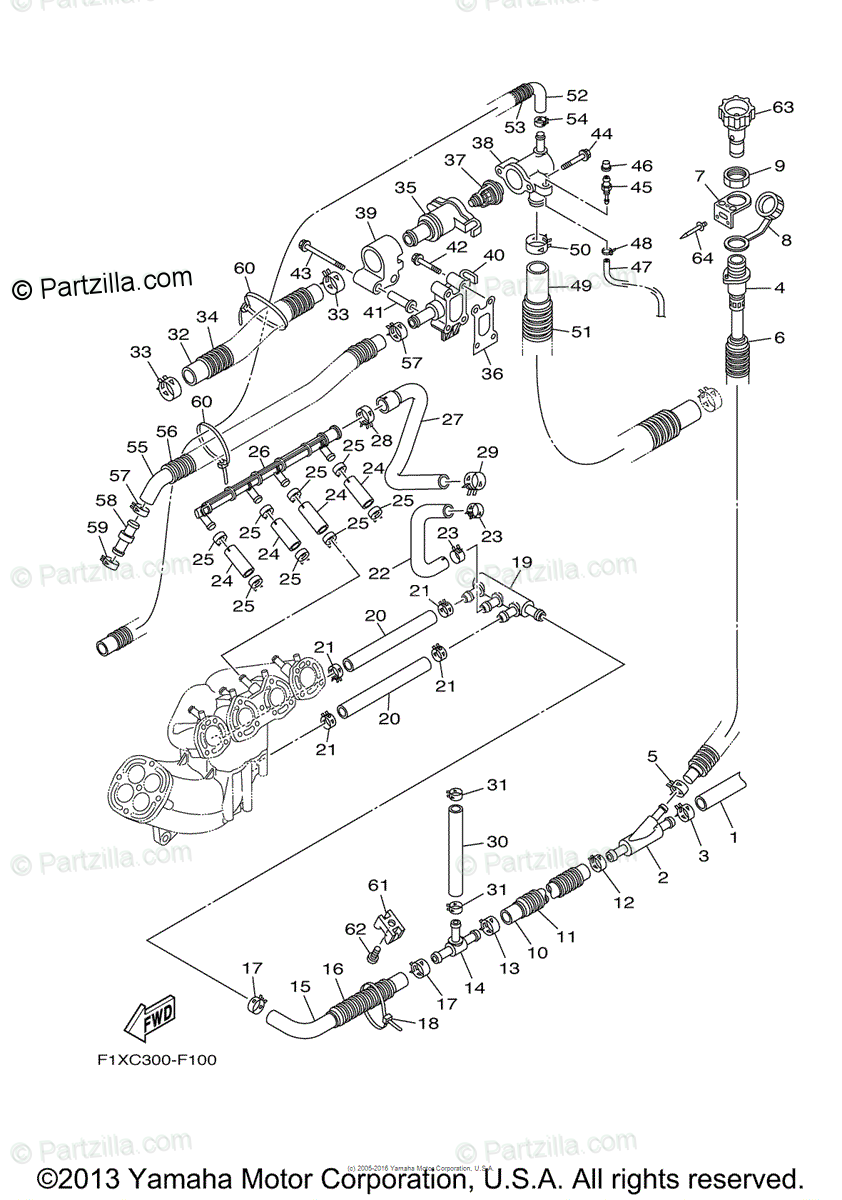 Yamaha Waverunner 2008 Oem Parts Diagram For Exhaust 4 Ca