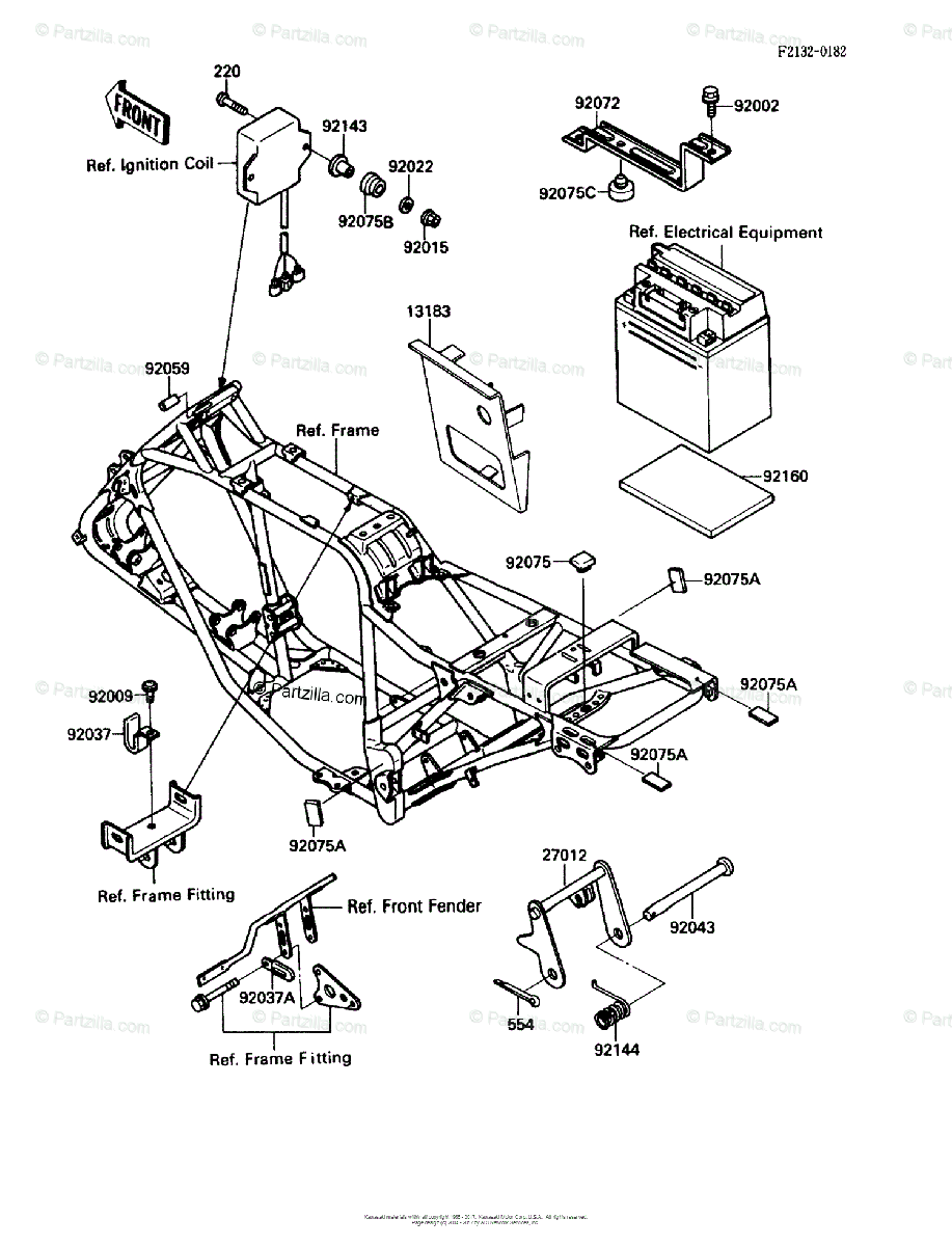Kawasaki Atv 1989 Oem Parts Diagram For Battery Case