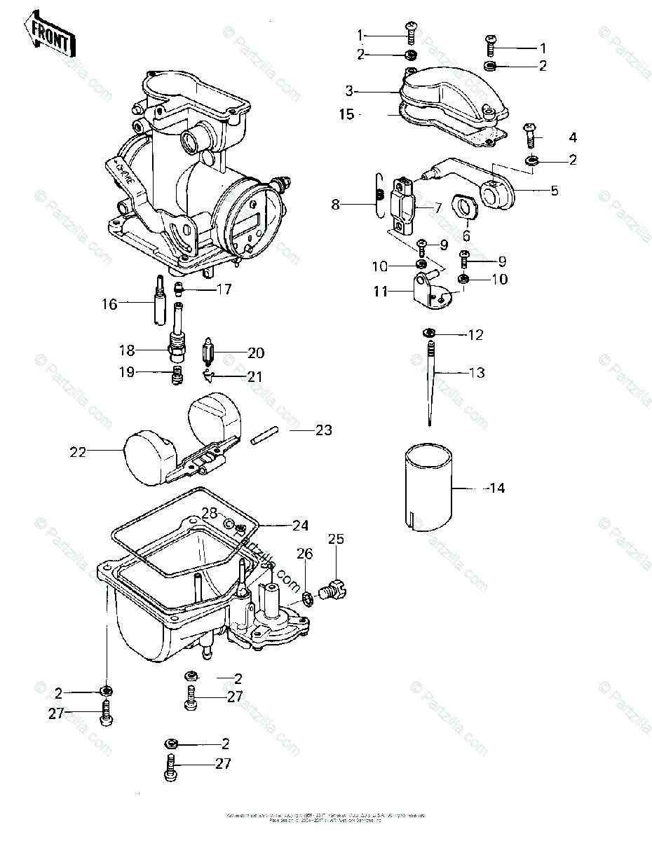 Kawasaki Motorcycle 1978 Oem Parts Diagram For Carburetor