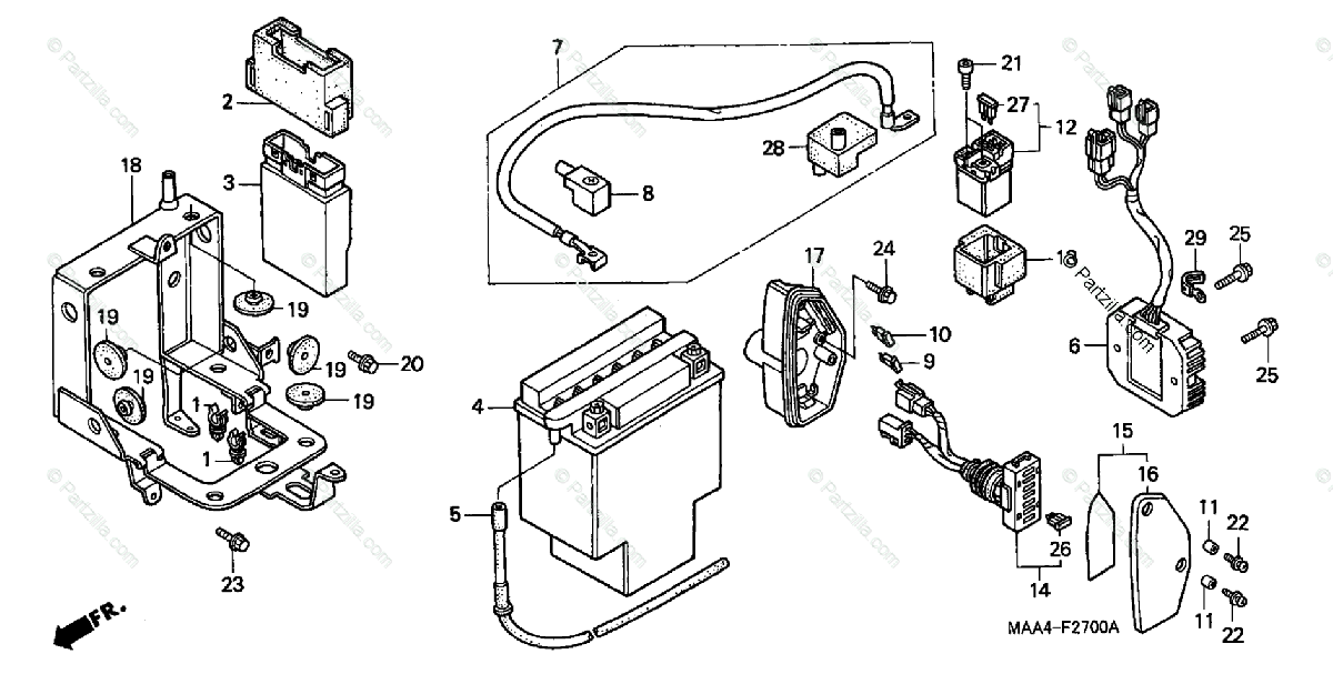 Honda Motorcycle 1999 Oem Parts Diagram For Battery  1