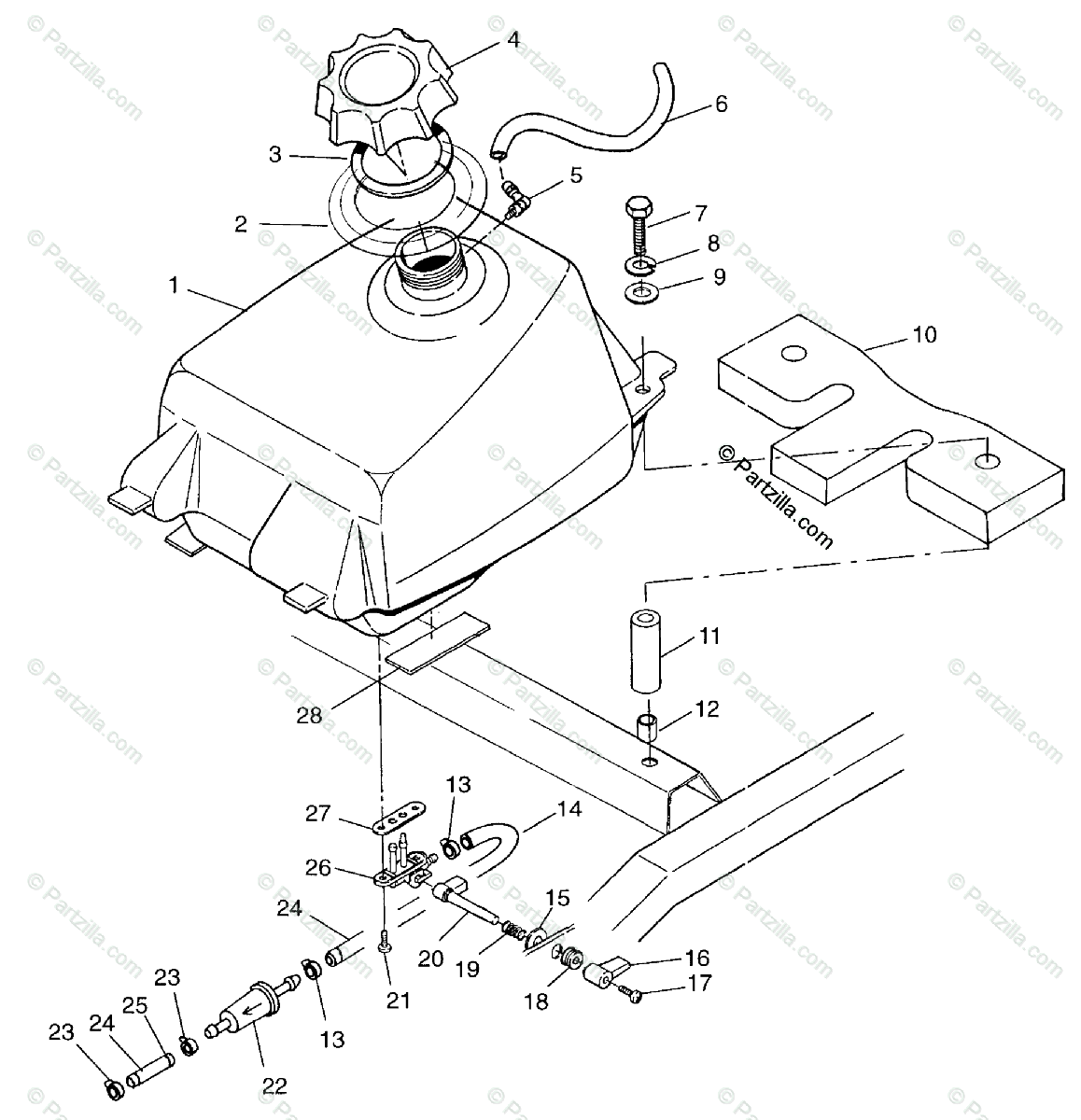 Polaris ATV 1997 OEM Parts Diagram for Fuel Tank Scrambler ... 1997 polaris 500 scrambler wiring diagram 
