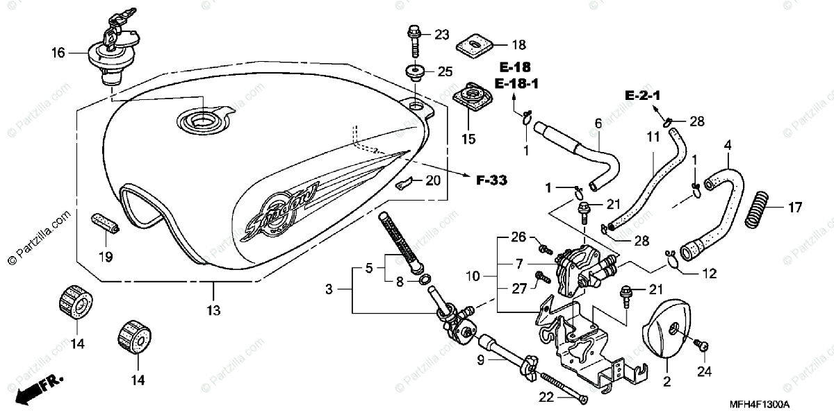 Honda Motorcycle 2006 OEM Parts Diagram for Fuel Tank | Partzilla.com