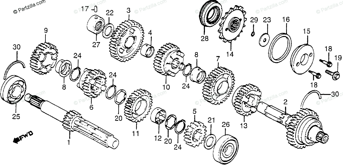 Honda Motorcycle 1983 Oem Parts Diagram For Transmission