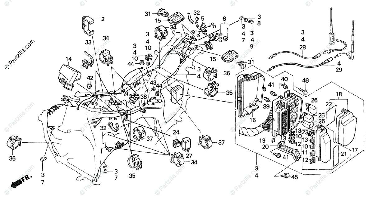 Honda Motorcycle 2000 Oem Parts Diagram For Wire Harness