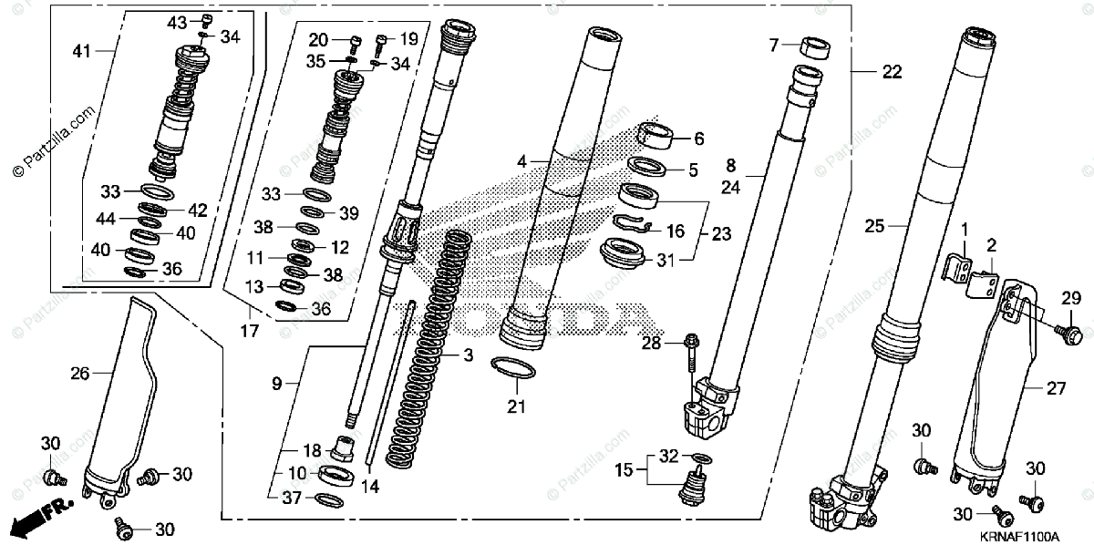 Honda Motorcycle 2010 Oem Parts Diagram For Front Fork