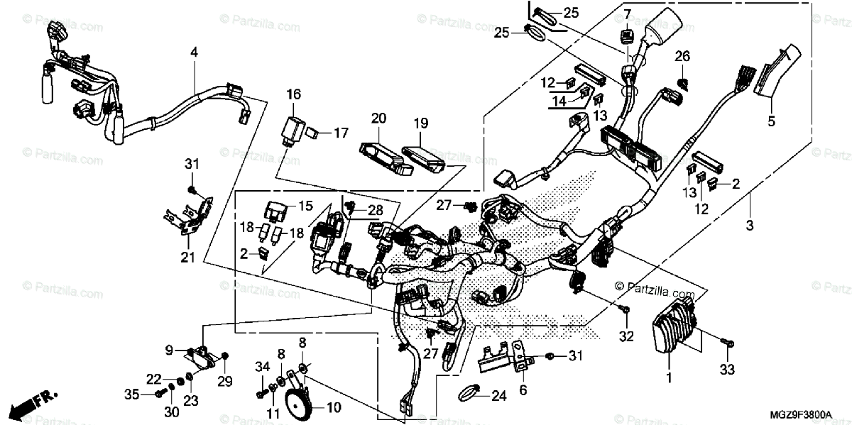 Honda Motorcycle 2015 OEM Parts Diagram for Wire Harness | Partzilla.com